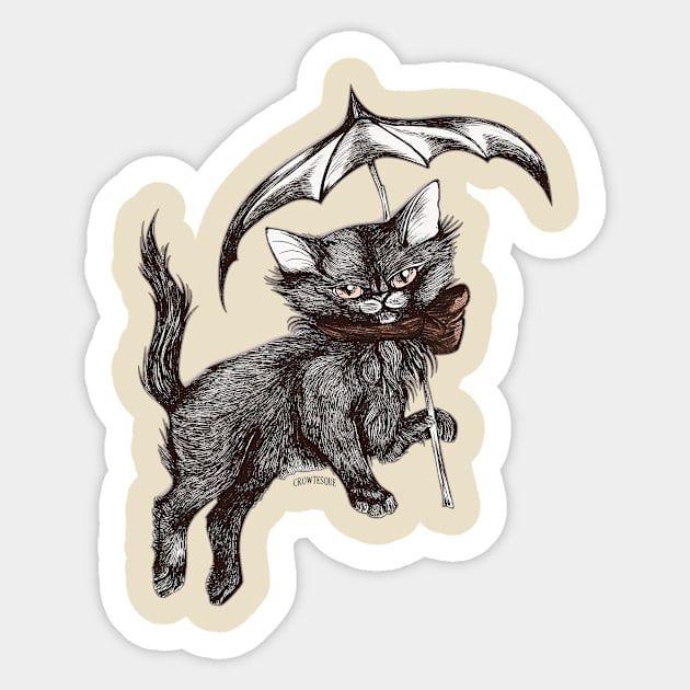 Umbrella Kitten Sticker by Crowtesque